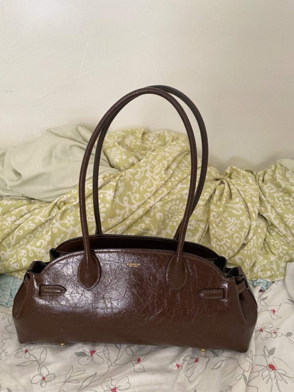 Coach Empire 34 Baguette Carryall Shoulder Bag in Glazed Leather